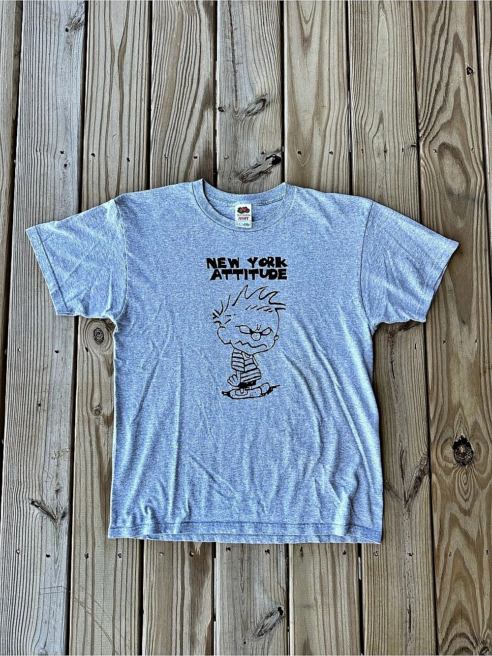 Vintage Y2K Calvin and Hobbes New York Attitude NYC Streetwear Graphic Shirt